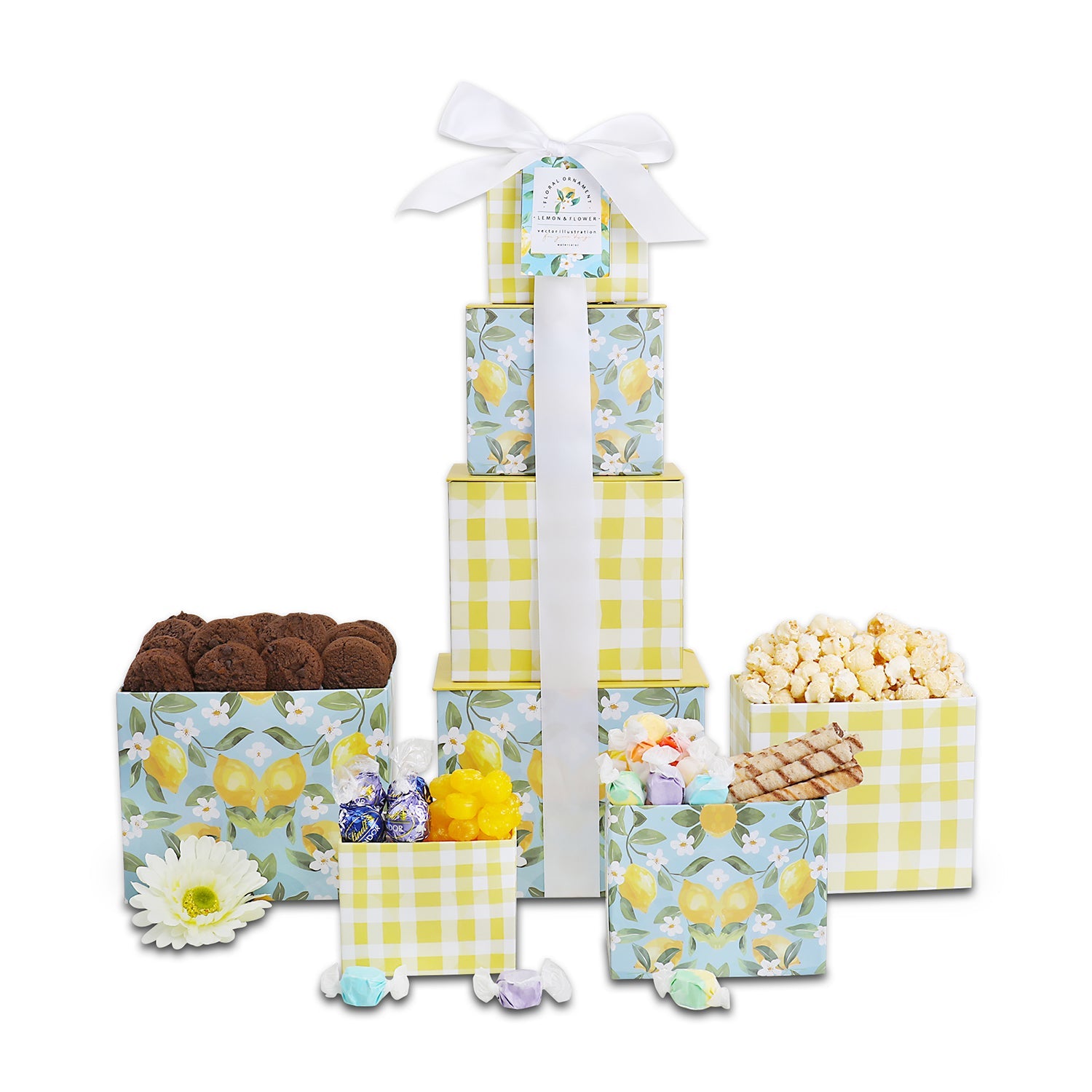 Sweet Sunshine Floral Summer Gift Tower- Alder Creek Gift Baskets- {{Product type}}