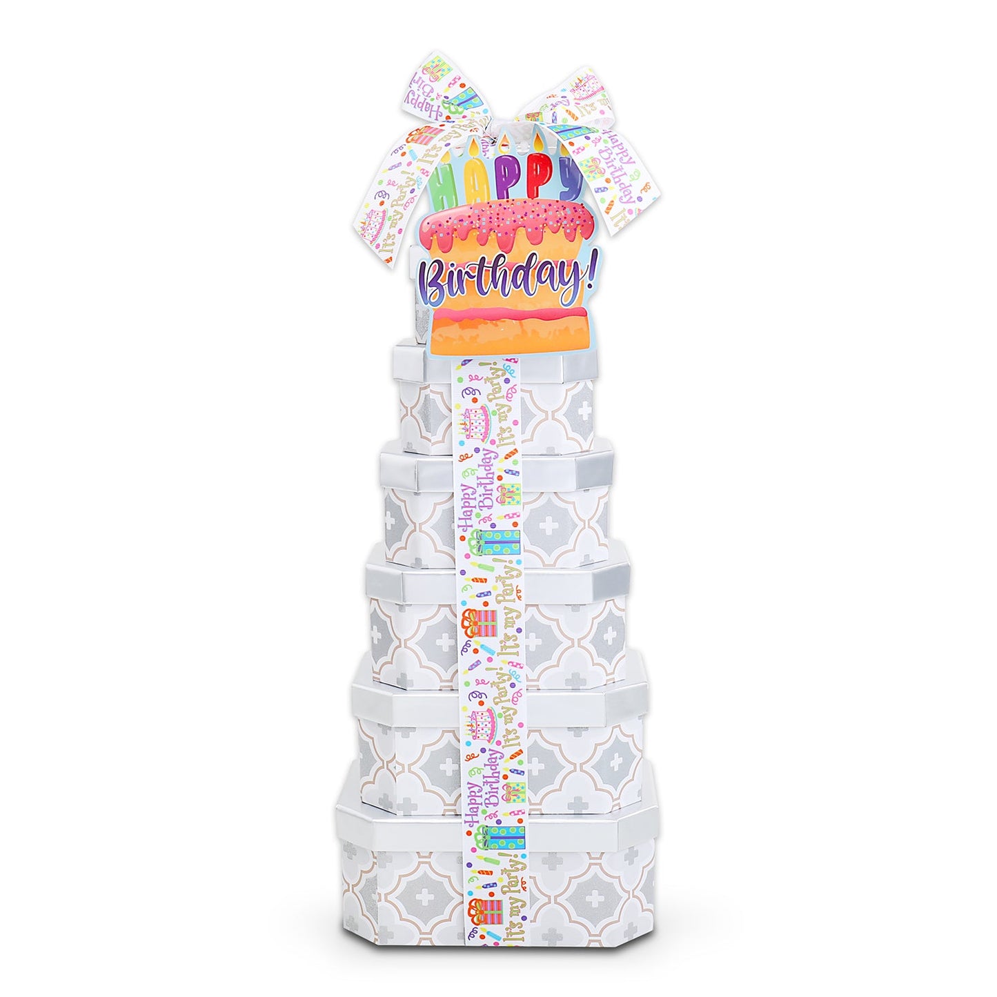 Happy Birthday Gift Tower of Treats- Alder Creek Gift Baskets- {{Product type}}