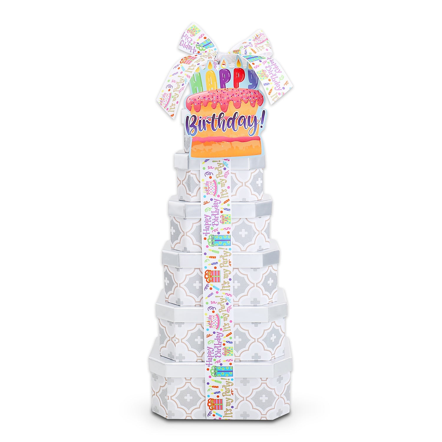 Happy Birthday Gift Tower of Treats- Alder Creek Gift Baskets- {{Product type}}