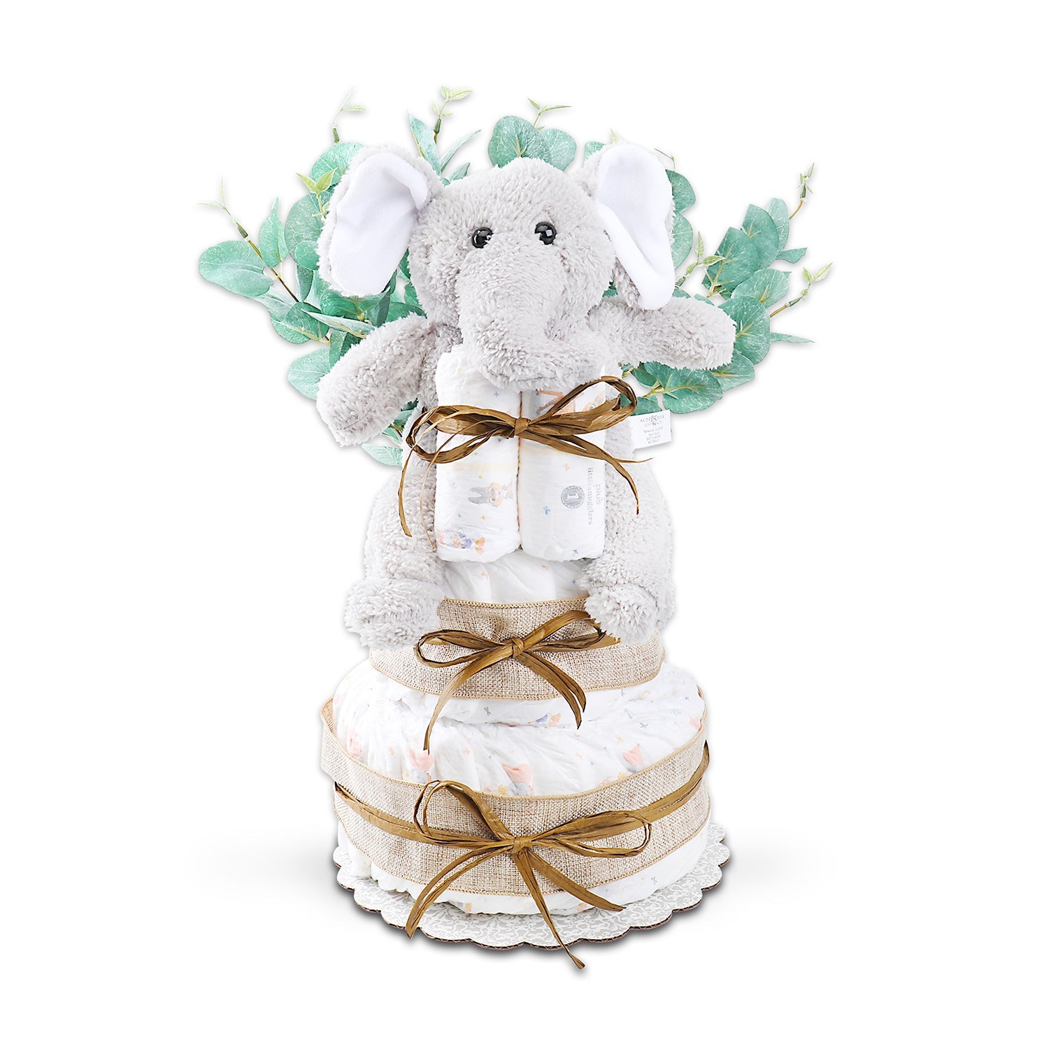 Wild About Baby Two-Tier Diaper Cake Gift Basket - - Gift Baskets