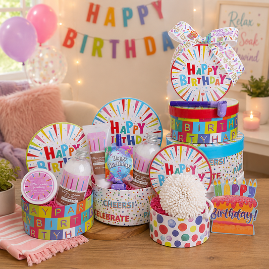 Happy Birthday Buttercream Spa Wishes Gift Tower - - Gift Baskets