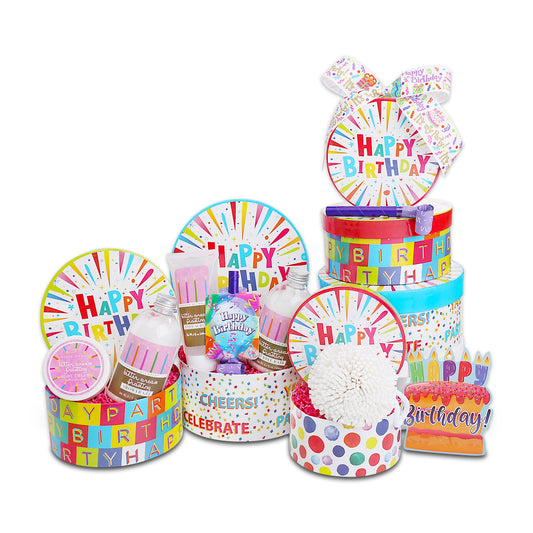 Happy Birthday Buttercream Spa Wishes Gift Tower - - Gift Baskets