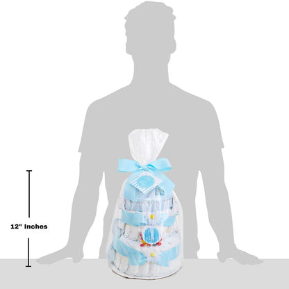 Blue Two-Tier Diaper Cake Gift Basket- Alder Creek Gift Baskets- {{Product type}}