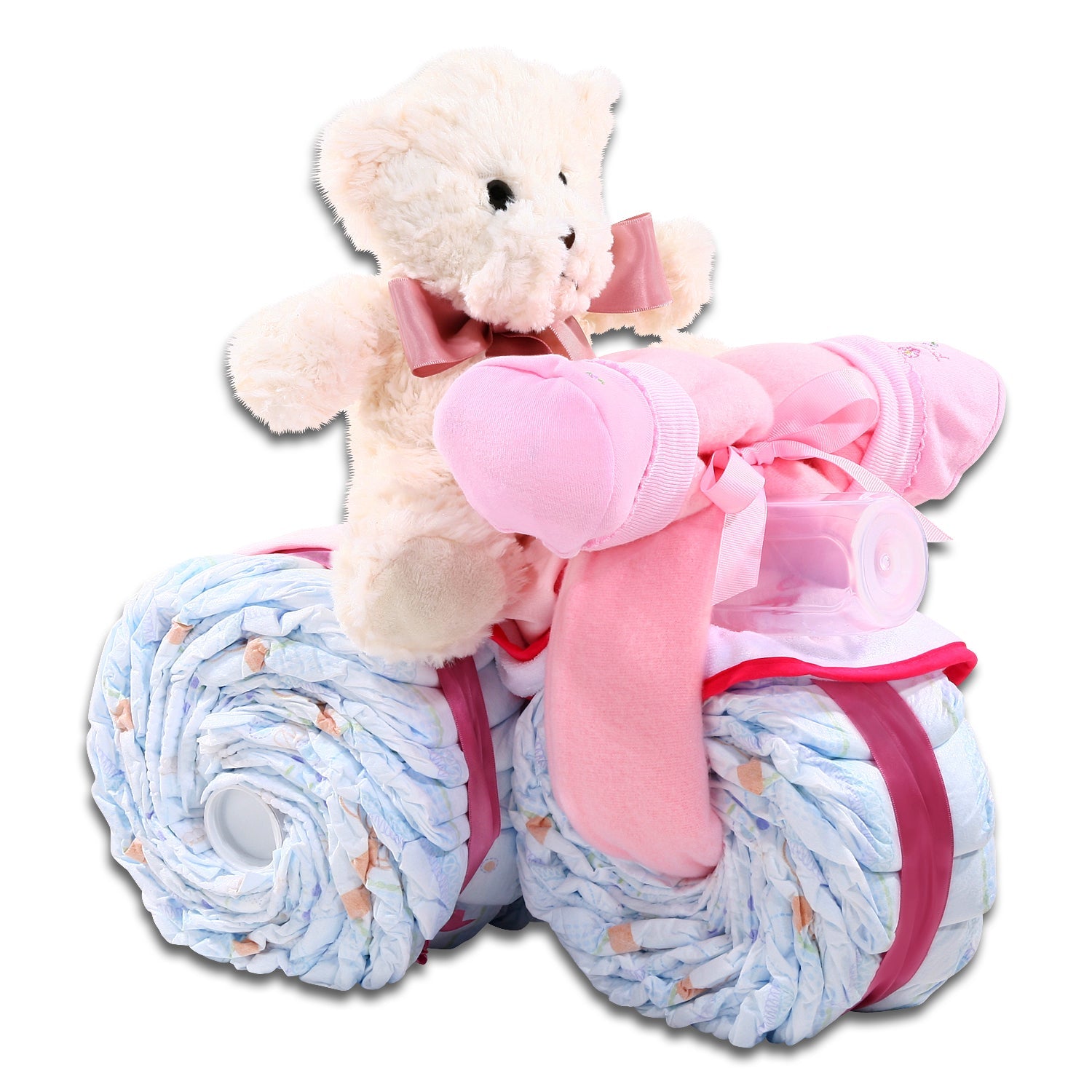 Pink Tricycle Diaper Cake Gift Basket - - Gift Baskets