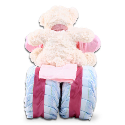 Pink Tricycle Diaper Cake Gift Basket - - Gift Baskets