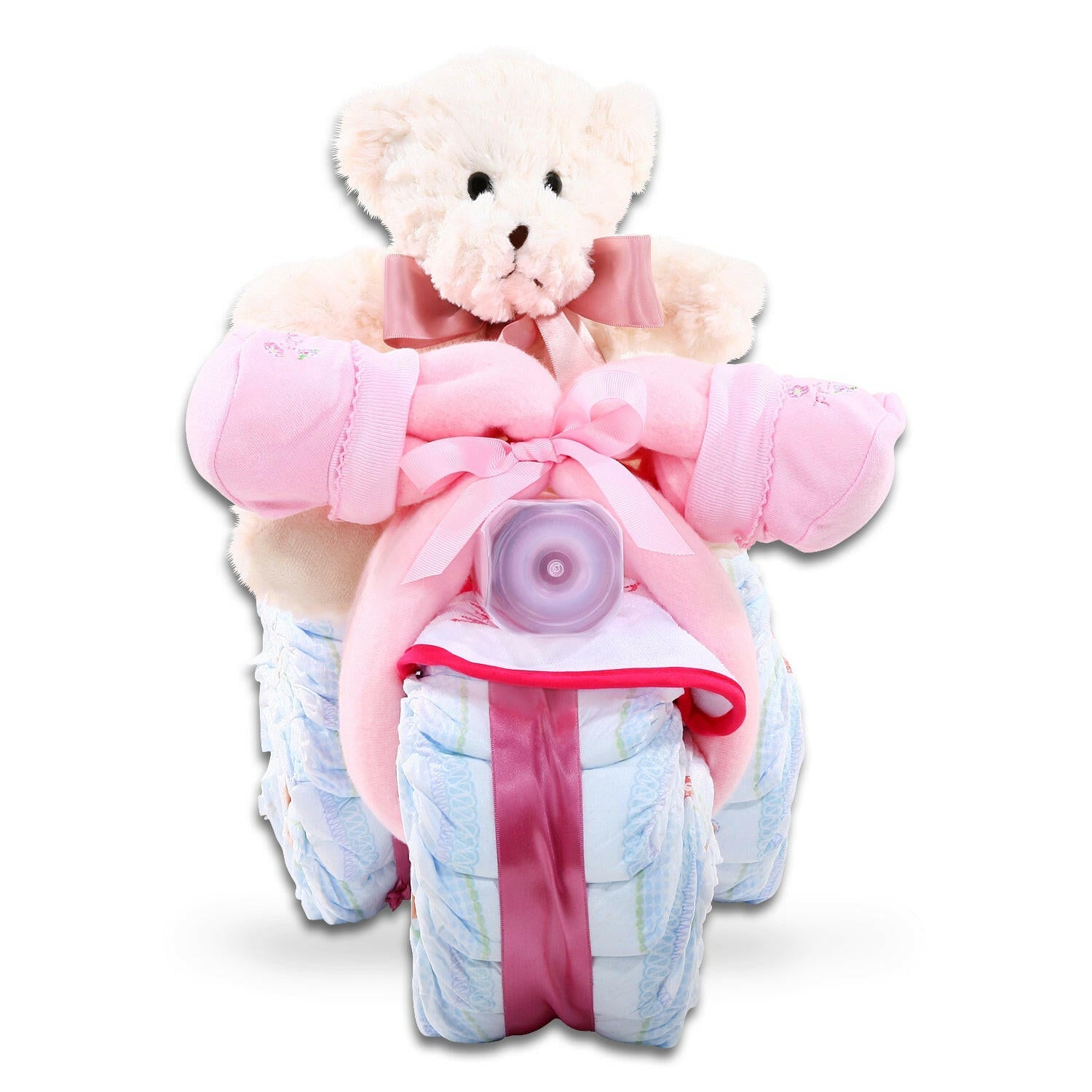Pink Tricycle Diaper Cake Gift Basket - - Gift Baskets