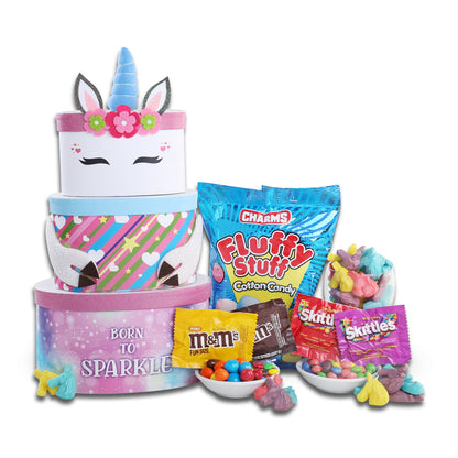 Born to Sparkle Unicorn Gift Tower- Alder Creek Gift Baskets- {{Product type}}