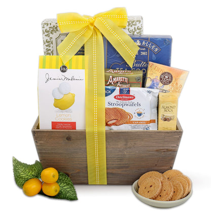 Lemon Breeze Cookies and Tea Summer Gift Tote - - Gift Baskets