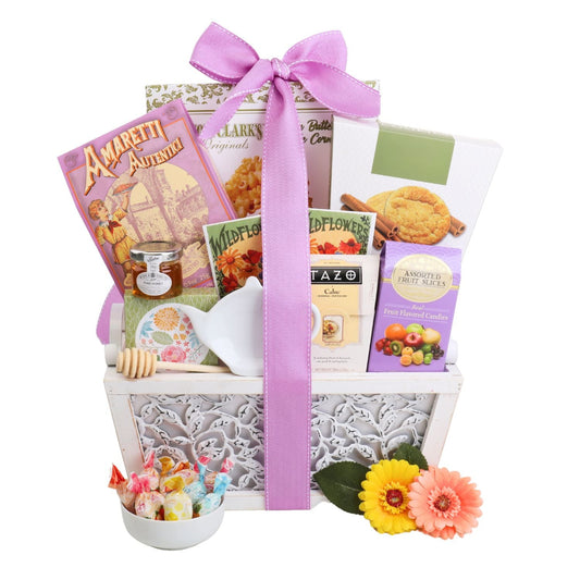 Garden of Indulgence Gourmet Gift Basket with Tea & Cookies - - Gift Baskets