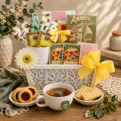 Planted With Love Cookies & Tea Gift Basket - - Gift Baskets
