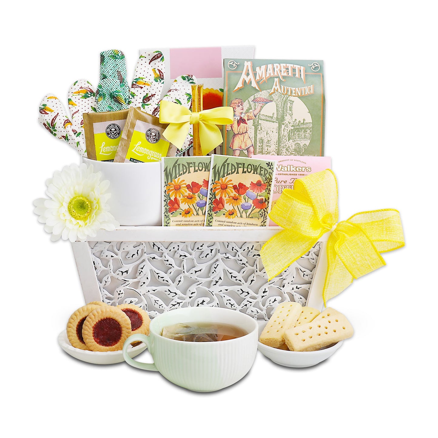 Planted With Love Cookies & Tea Gift Basket - - Gift Baskets