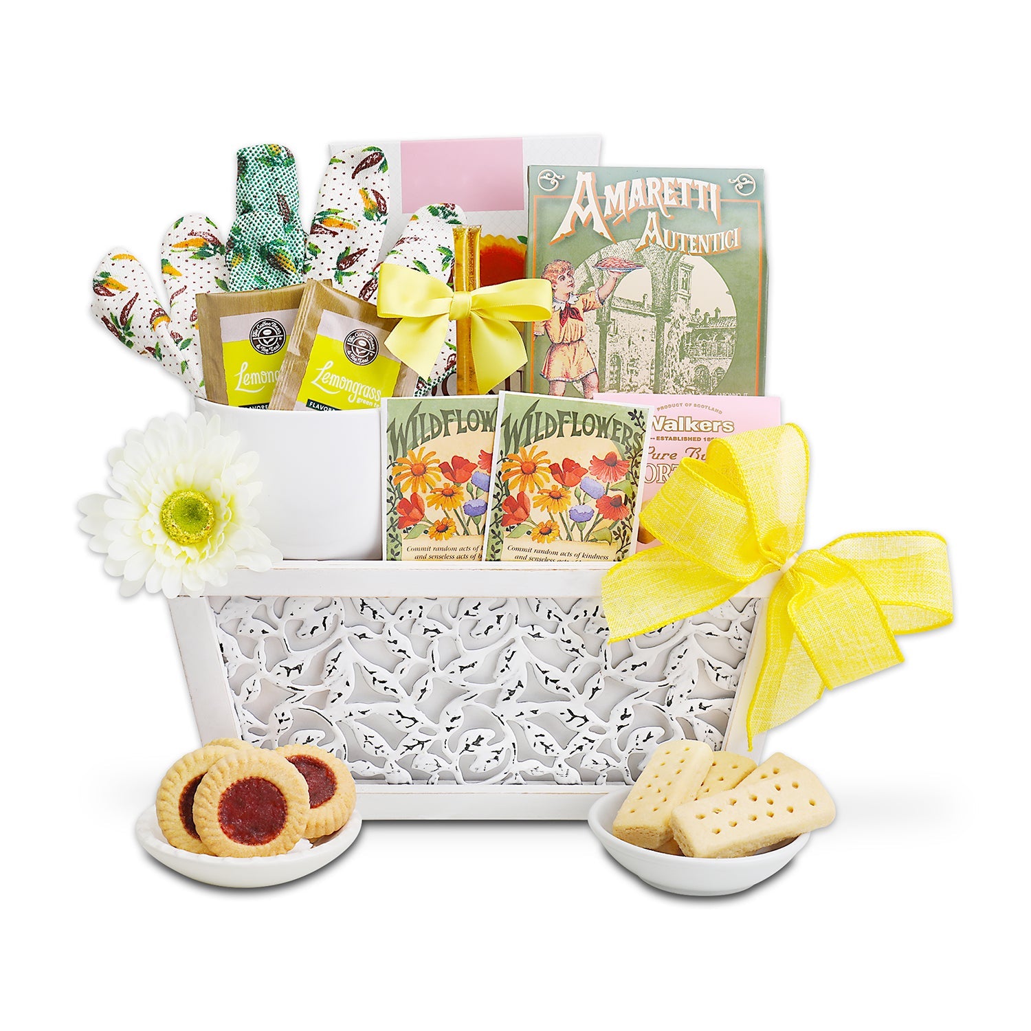 Planted With Love Cookies & Tea Gift Basket - - Gift Baskets