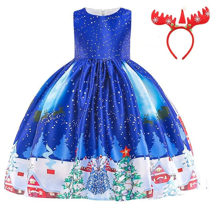 Girls Christmas Dress blue white 2T