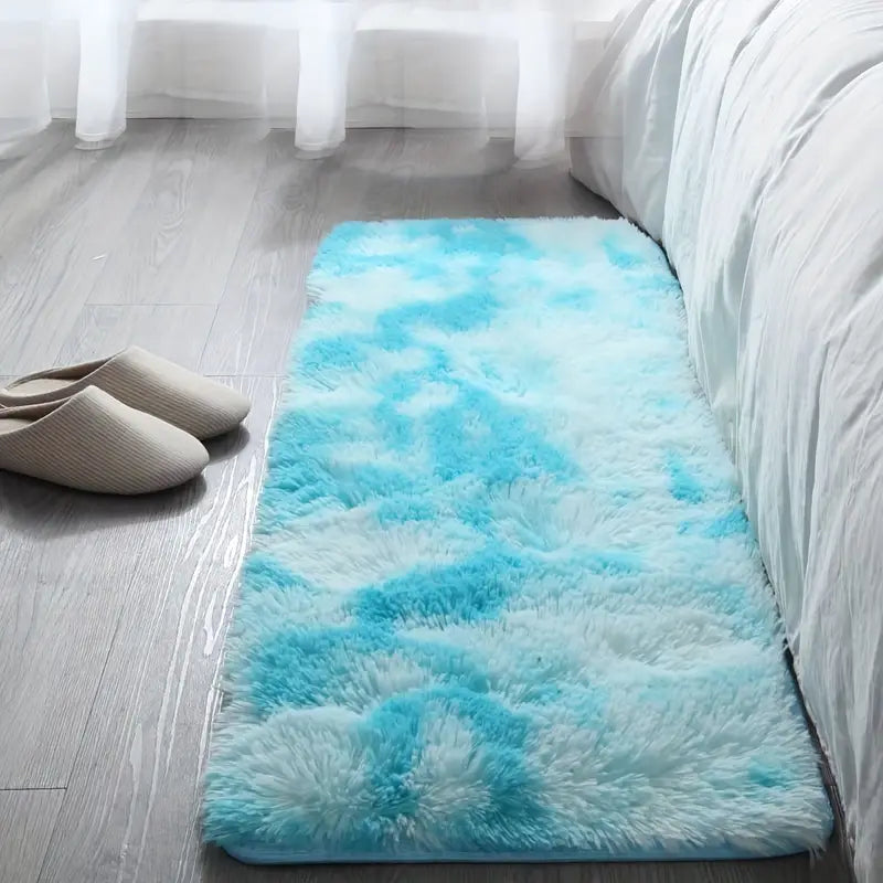 Blue Fluffy Shaggy Area Rug - Kia Day Design