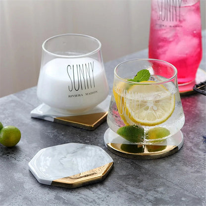 Gold Marble Ceramic Coaster Kia Day Design