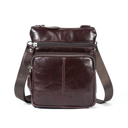 Genuine Leather Zipper Crossbody Shoulder Bag