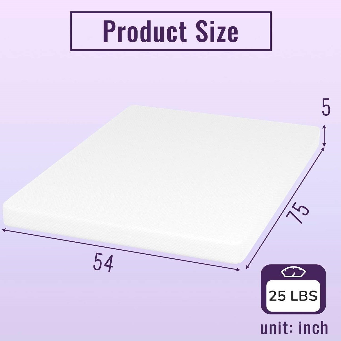 Full size 5-inch Charcoal Infused Memory Foam Mattress with Removable Cover - - Bedroom > Mattresses