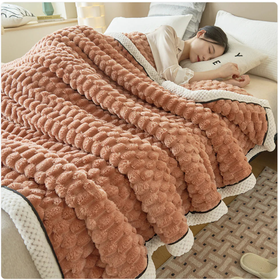 Winter Coral Flannel Thermal Blanket Kia Day Design
