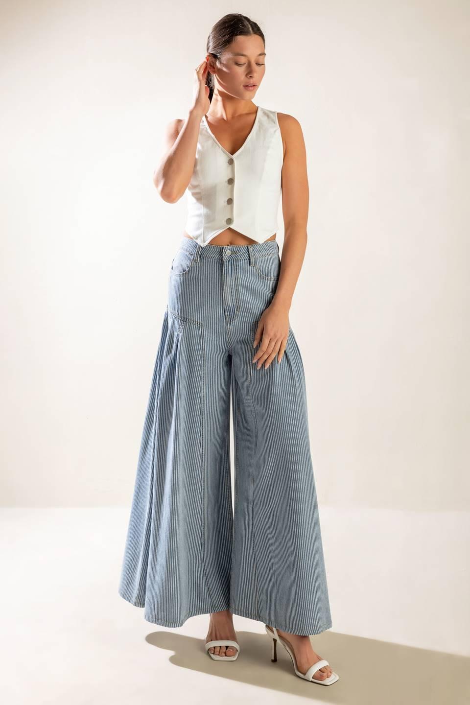 ROOFTOP ROMANCE DENIM PANTS - - PANTS