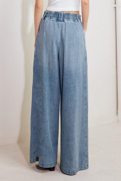 CALM & COLLECTED BLUE DENIM PANTS - - PANTS