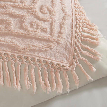 Full/Queen 100-Percent Cotton Chenille Bedspread with Fringe Hem in Pink Blush- HomePacific- {{Product type}}