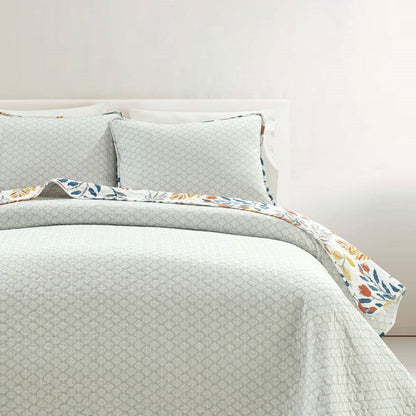 Full/Queen Botanical Bohemian Floral Lightweight 3 Piece Quilt Set - - Bedroom > Quilts & Blankets