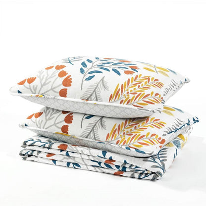 Full/Queen Botanical Bohemian Floral Lightweight 3 Piece Quilt Set - - Bedroom > Quilts & Blankets