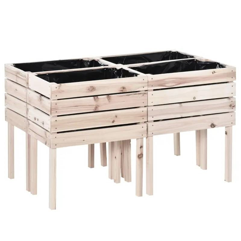 Farmhouse 4 Piece Wooden Elevated Raised Garden Bed Planter Box - - Outdoor > Gardening > Planters