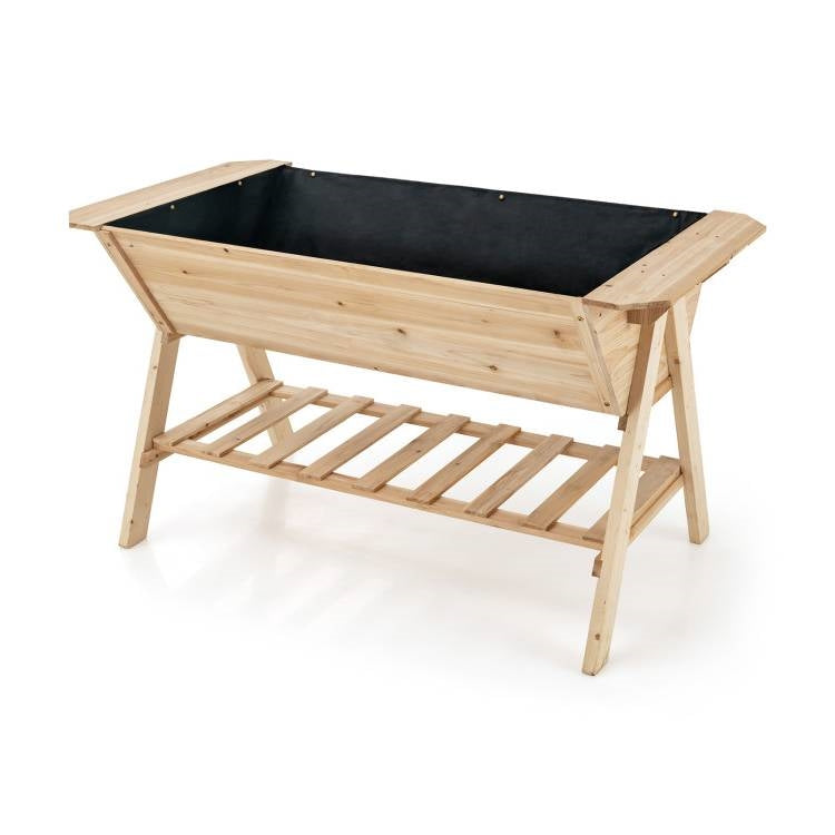 Farmhouse 2 Tier Large Outdoor Natural Wooden 5-ft Raised Garden Bed Planter Box - - Outdoor > Gardening > Planters