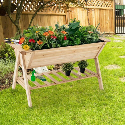 Farmhouse 2 Tier Large Outdoor Natural Wooden 5-ft Raised Garden Bed Planter Box - - Outdoor > Gardening > Planters