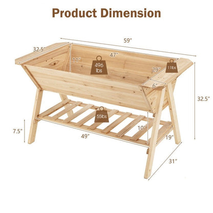 Farmhouse 2 Tier Large Outdoor Natural Wooden 5-ft Raised Garden Bed Planter Box - - Outdoor > Gardening > Planters