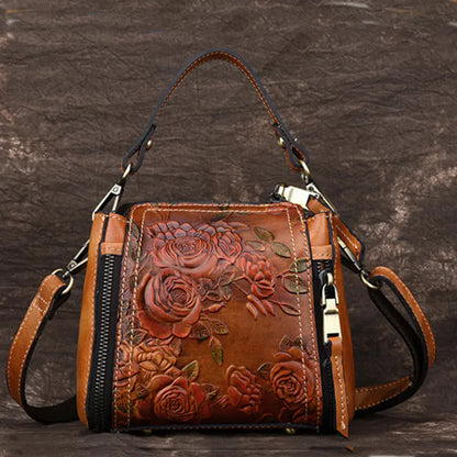 Genuine Leather Women's Handbag and Bucket Backpack