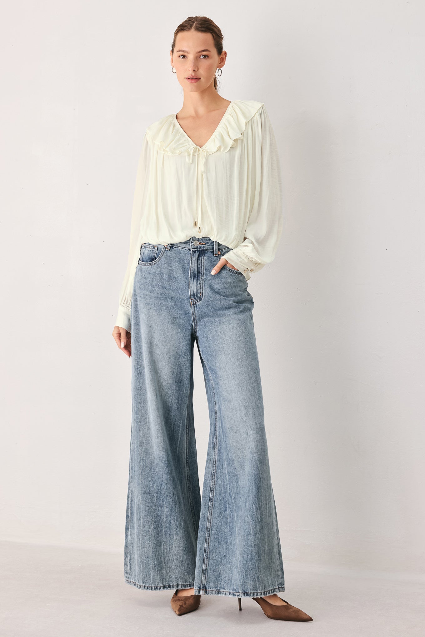 CLOUDRIFT IVORY WOVEN TOP - - TOPS