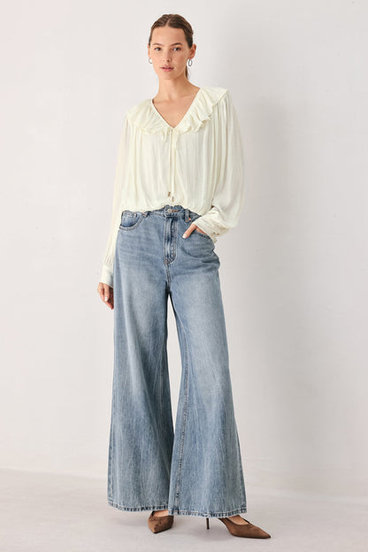 CLOUDRIFT IVORY WOVEN TOP - - TOPS