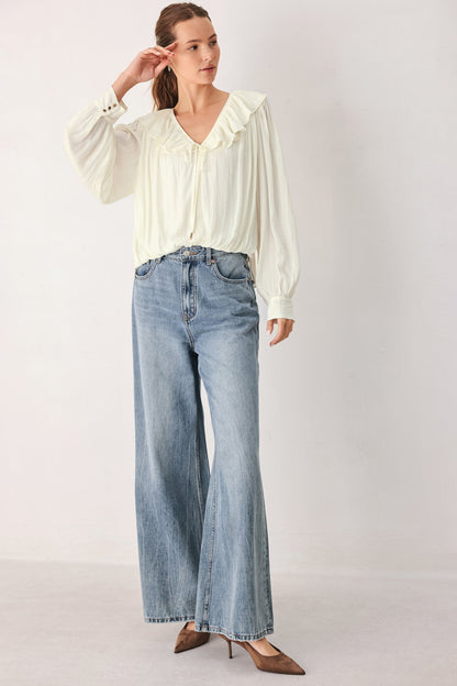 CLOUDRIFT IVORY WOVEN TOP - - TOPS