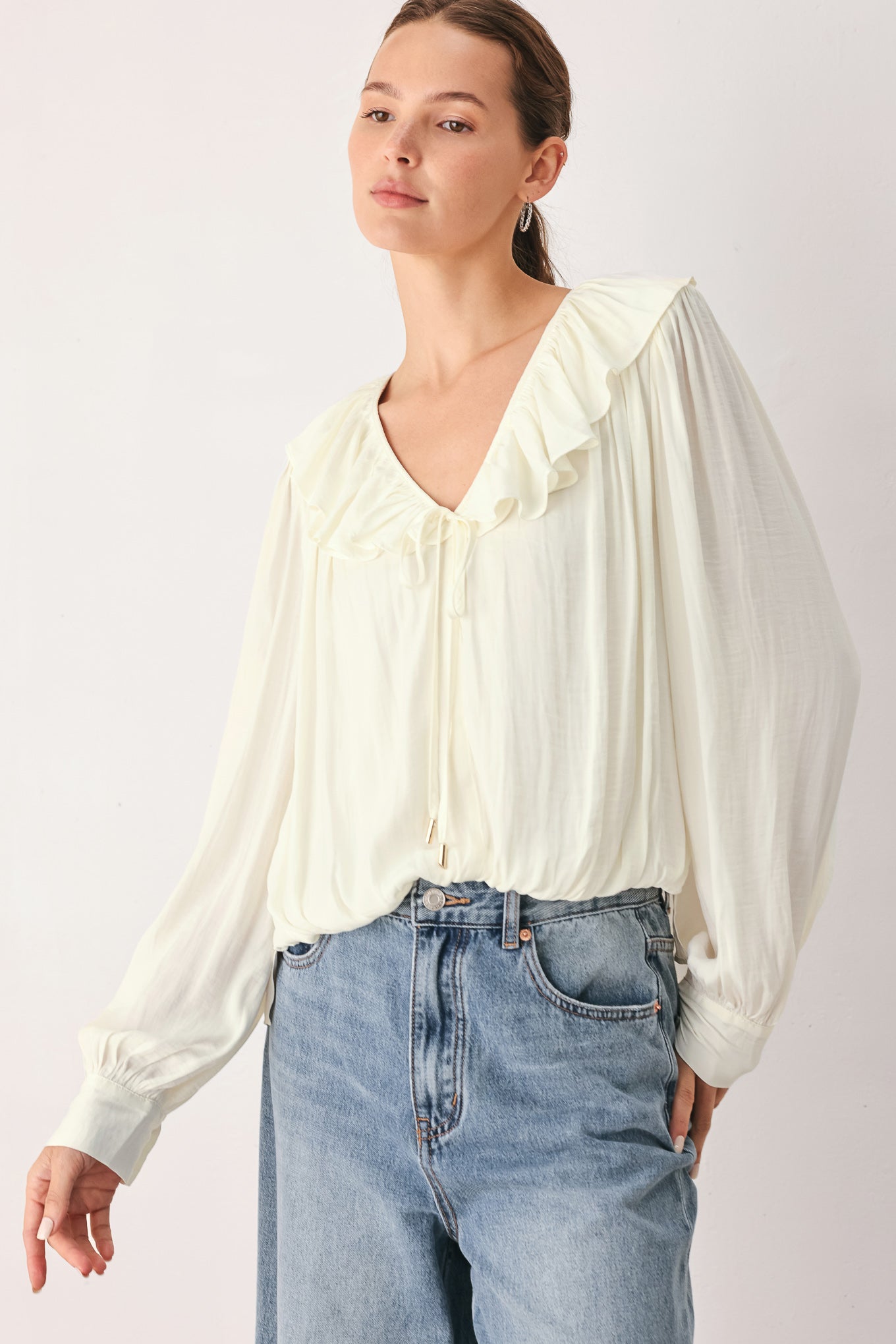 CLOUDRIFT IVORY WOVEN TOP - - TOPS