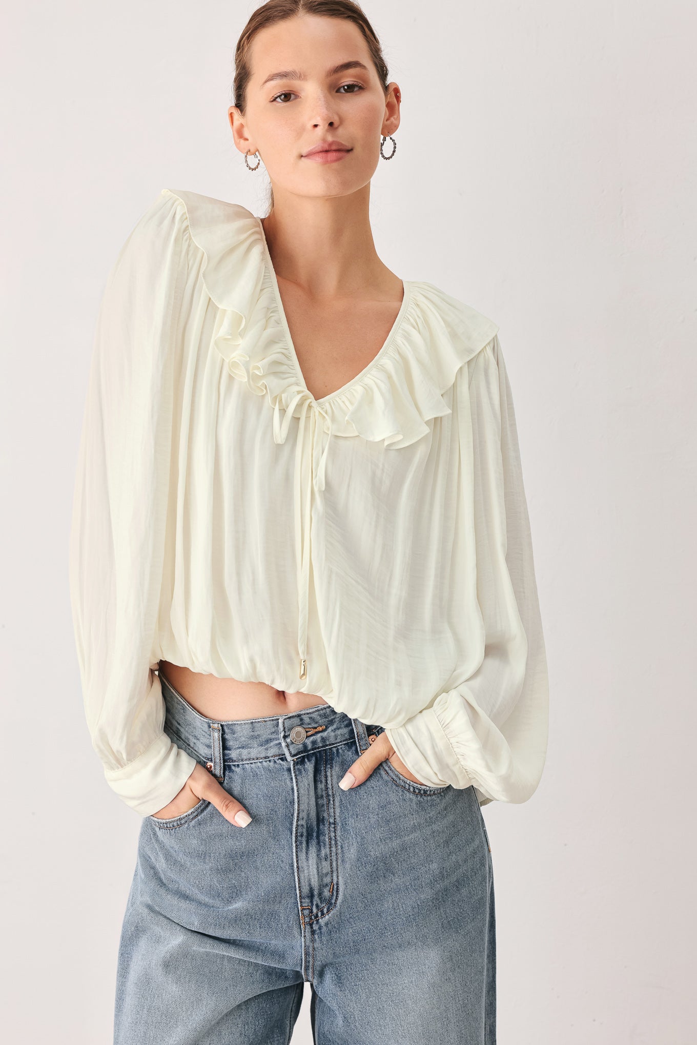 CLOUDRIFT IVORY WOVEN TOP - - TOPS