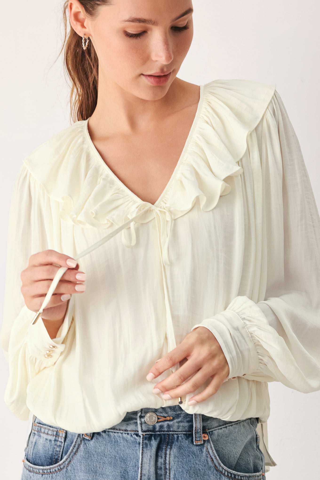 CLOUDRIFT IVORY WOVEN TOP - - TOPS