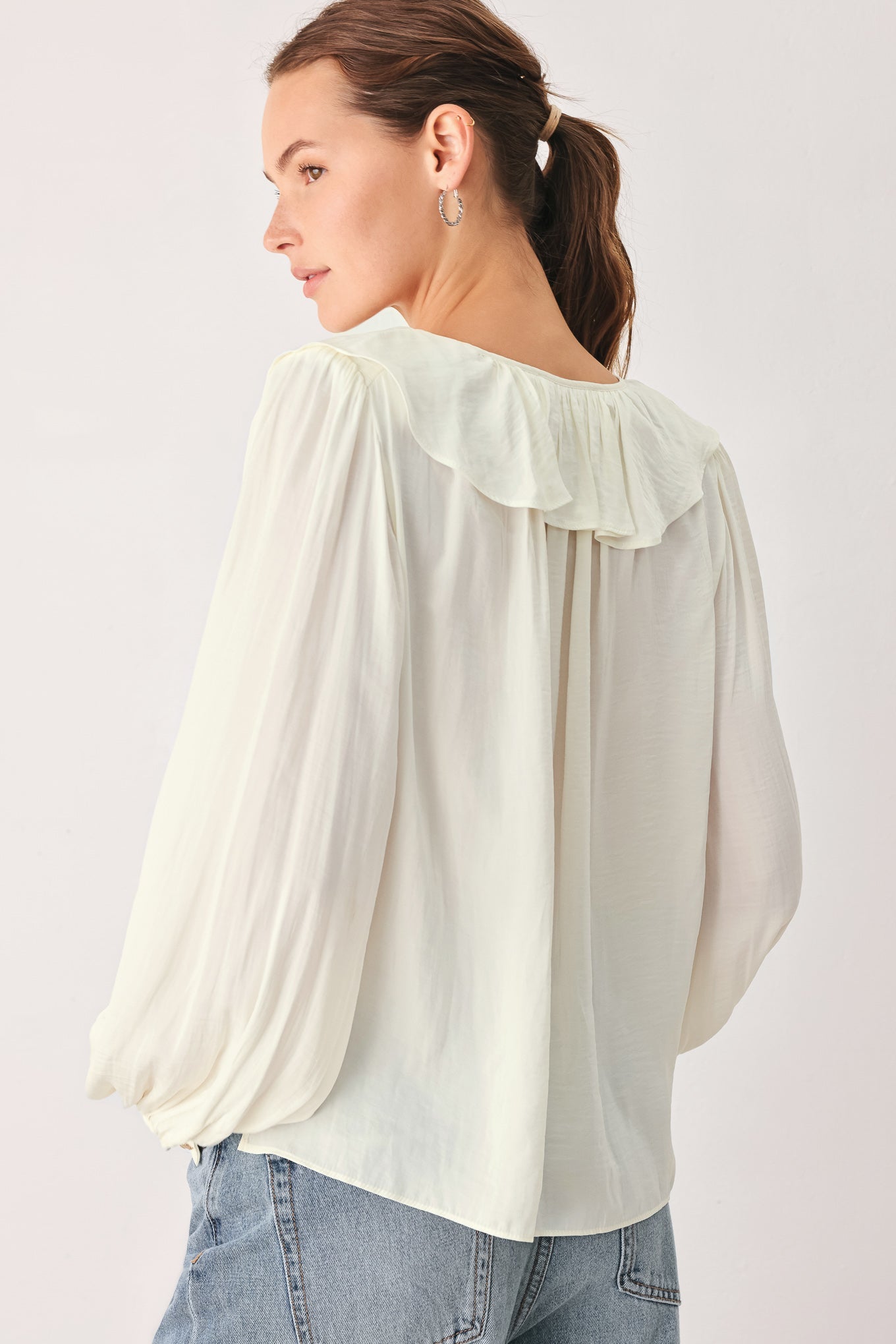 CLOUDRIFT IVORY WOVEN TOP - - TOPS