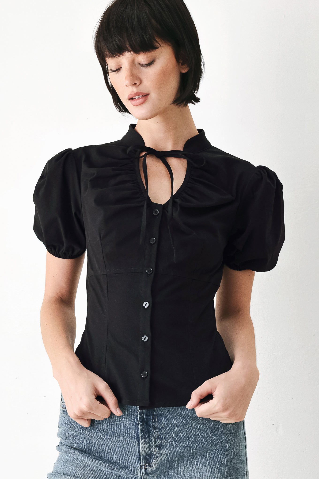 WHITE ROSE DAYDREAM WOVEN TOP - - TOPS