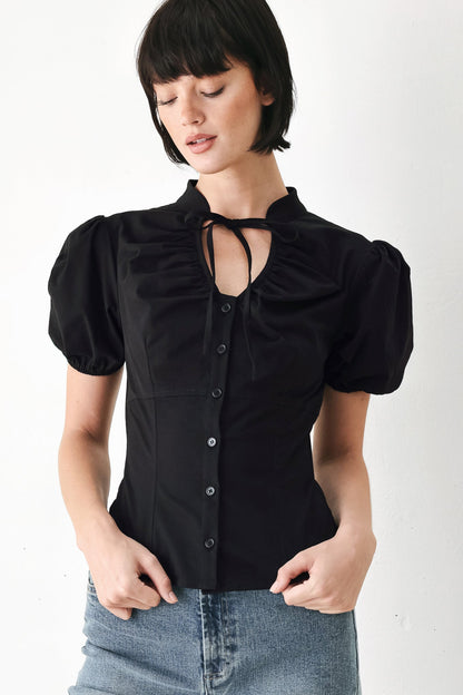 WHITE ROSE DAYDREAM WOVEN TOP - - TOPS