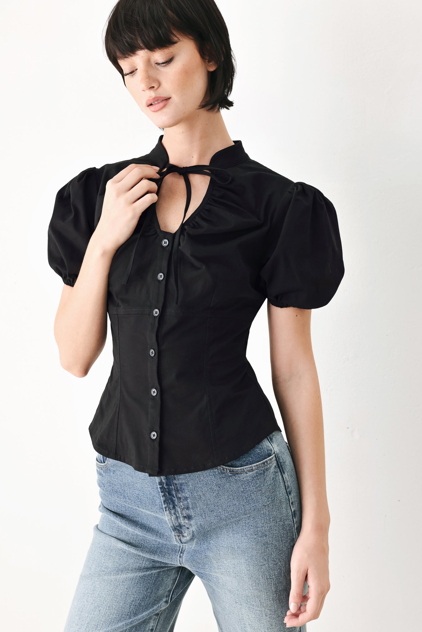 WHITE ROSE DAYDREAM WOVEN TOP - - TOPS