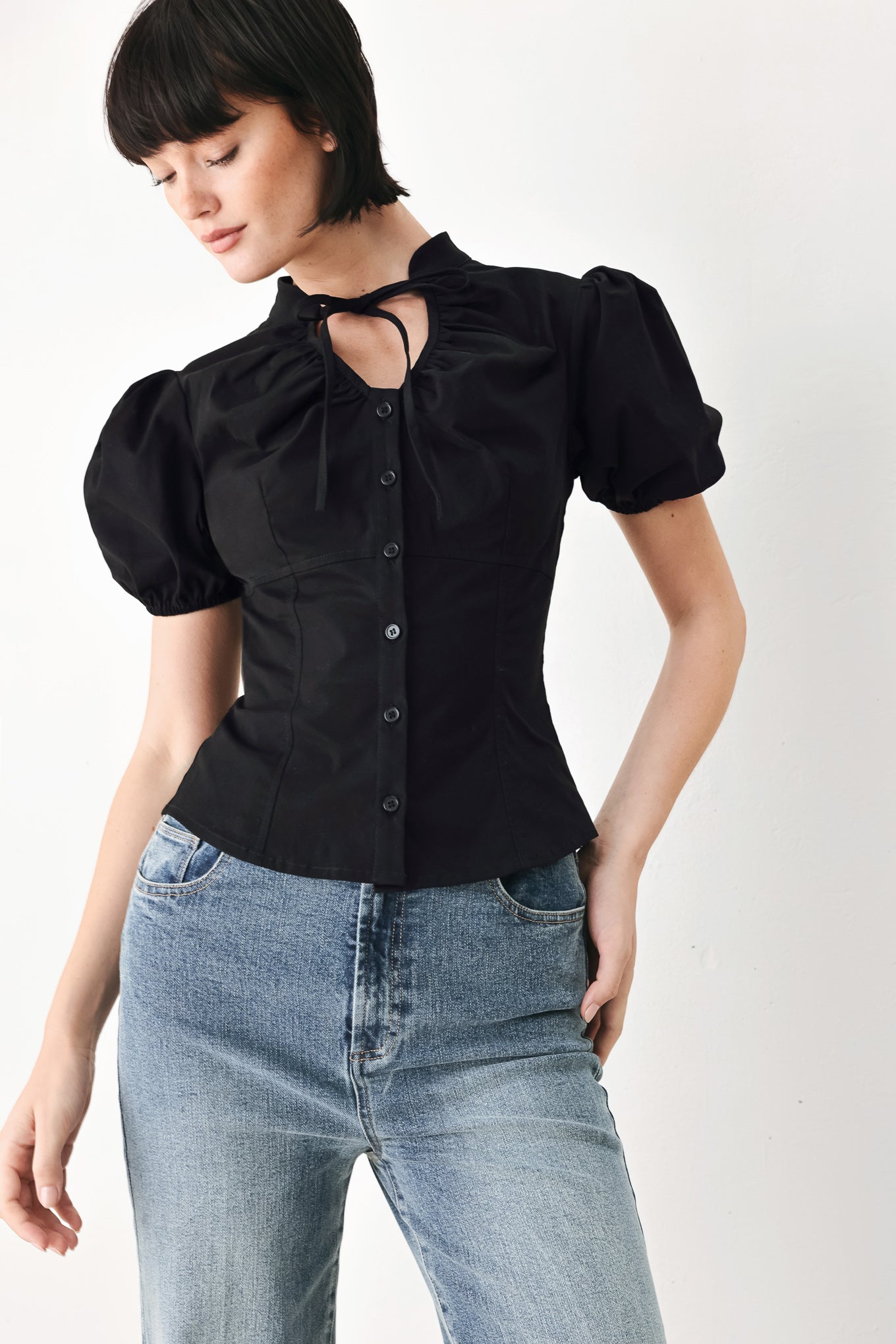 WHITE ROSE DAYDREAM WOVEN TOP - - TOPS