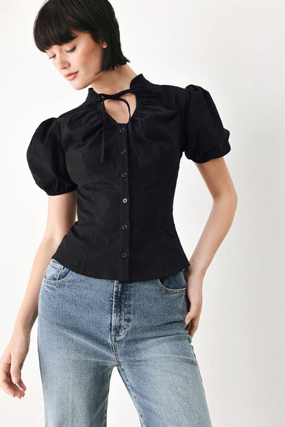 WHITE ROSE DAYDREAM WOVEN TOP - - TOPS