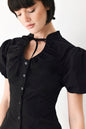 WHITE ROSE DAYDREAM WOVEN TOP - BLACK - TOPS