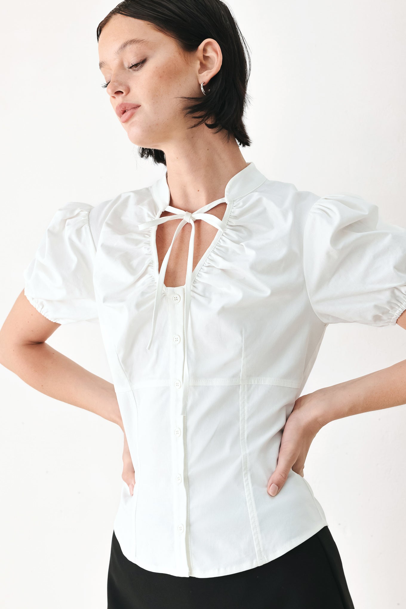 WHITE ROSE DAYDREAM WOVEN TOP - WHITE - TOPS