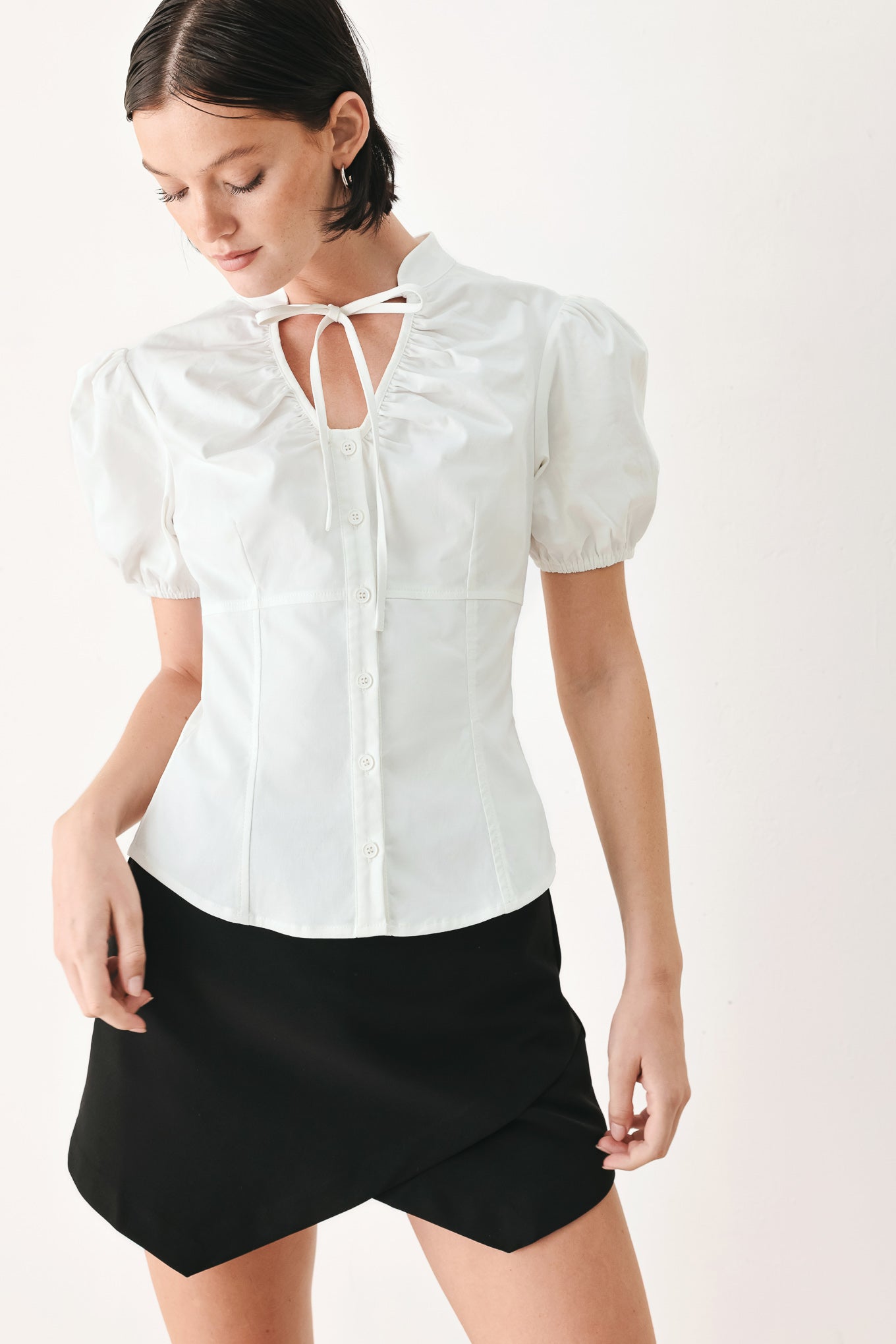 WHITE ROSE DAYDREAM WOVEN TOP - - TOPS