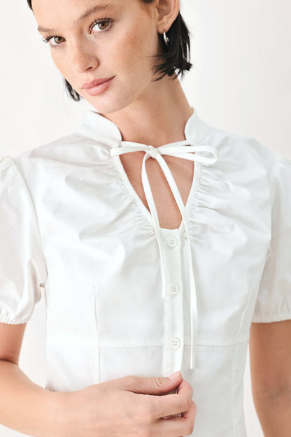 WHITE ROSE DAYDREAM WOVEN TOP - - TOPS