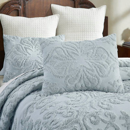 Full Size 100-Percent Cotton Chenille 3-Piece Coverlet Bedspread Set in Blue- HomePacific- {{Product type}}