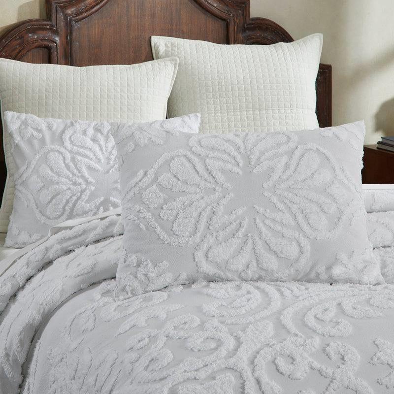 Full Size 100-Percent Cotton Chenille 3-Piece Coverlet Bedspread Set in White- HomePacific- {{Product type}}